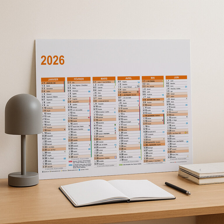 Calendrier bancaire 2026 rembordé personnalisable r/v épais - Dili | pandacola - 4