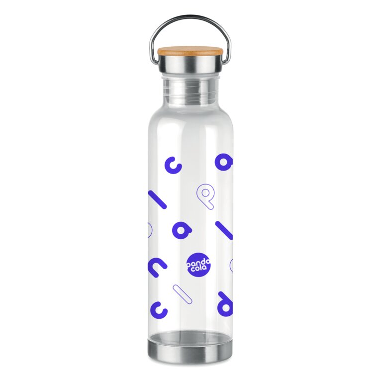 Bouteille publicitaire transparente en tritan et bambou 800 ml - Helsinki Basic | pandacolach
