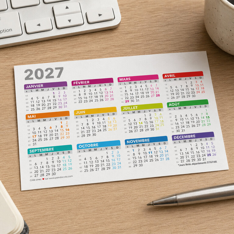 Calendrier personnalisé format carte de visite papier recyclé - Cartan Recyclé | pandacola - 1