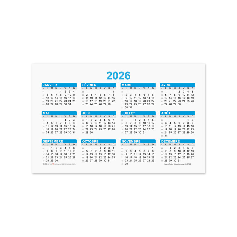 Calendrier personnalisé format carte de visite papier recyclé - Cartan Recyclé | pandacolach