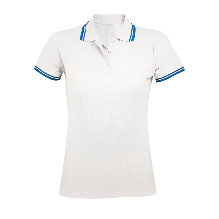 Polo Femme personnalisé blanc à détail bicolore en coton 200 gr/m² - Pasadena White | pandacola
