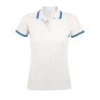 Polo Femme personnalisé blanc à détail bicolore en coton 200 gr/m² - Pasadena White | pandacola - thumb