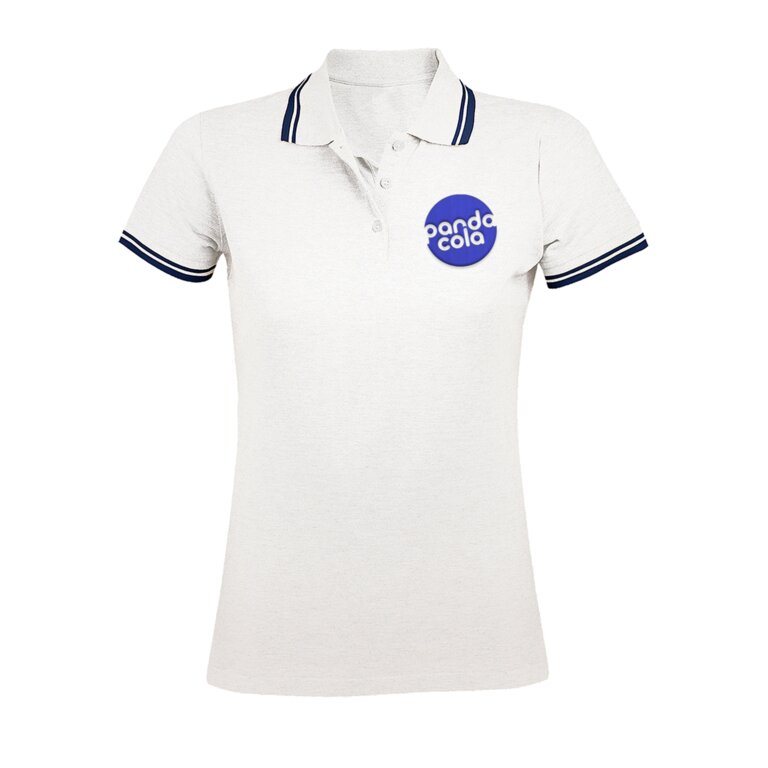 Polo Femme personnalisé blanc à détail bicolore en coton 200 gr/m² - Pasadena White | pandacolach