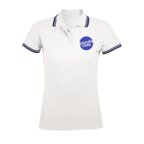 Polo Femme personnalisé blanc à détail bicolore en coton 200 gr/m² - Pasadena White | pandacolach - thumb - 3