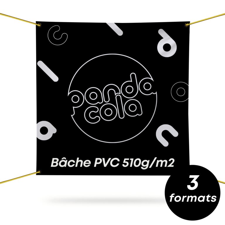 Banderole promotionnelle pro en PVC 510 gr/m² avec quadrichromie recto différents formats - Erbil carré | pandacolach