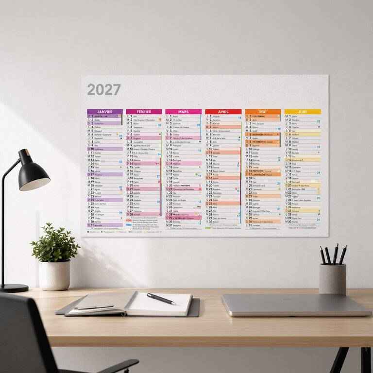 Calendrier publicitaire 2027 recto/verso Made In France en papier ensemencé - Altha Green | pandacola - 1