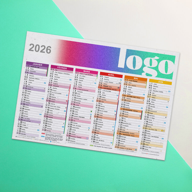 Calendrier publicitaire 2026 recto/verso Made In France - Altha Green | pandacola