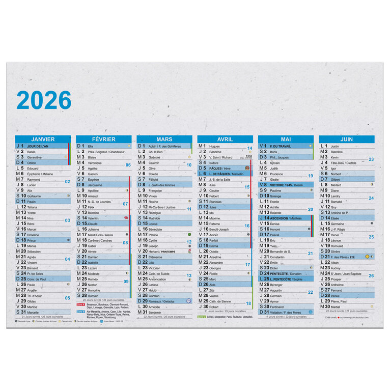 Calendrier publicitaire 2026 recto/verso Made In France en papier ensemencé - Altha Green | pandacolach