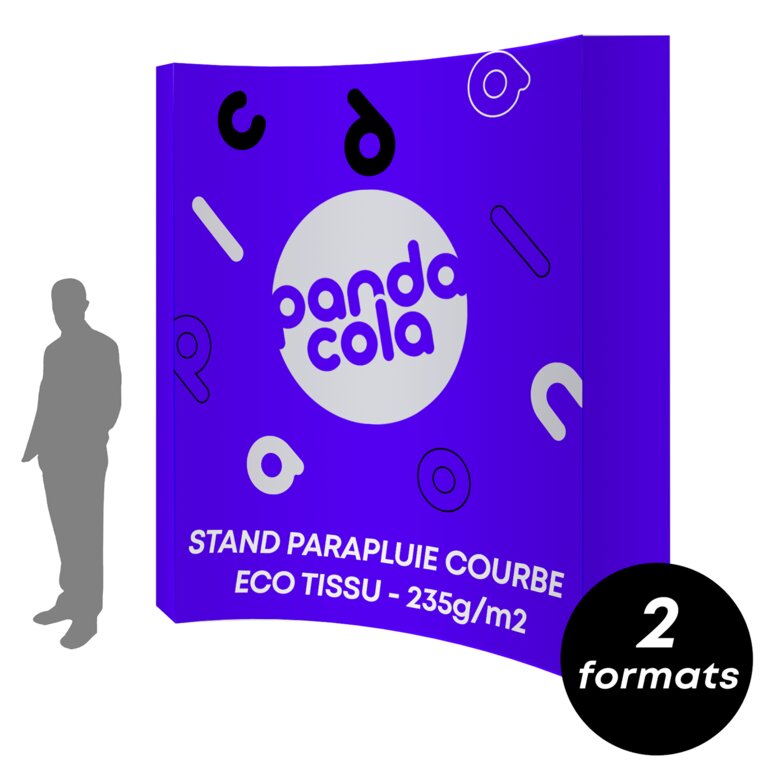 Stand parapluie publicitaire courbé tissu polyester 235 gr/m² différents formats - Dalol | pandacolach