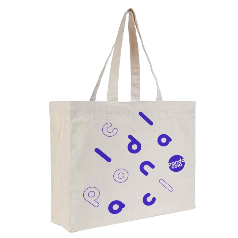 Sac shopping en coton écru avec soufflet XXL -Santa Monica | pandacolach