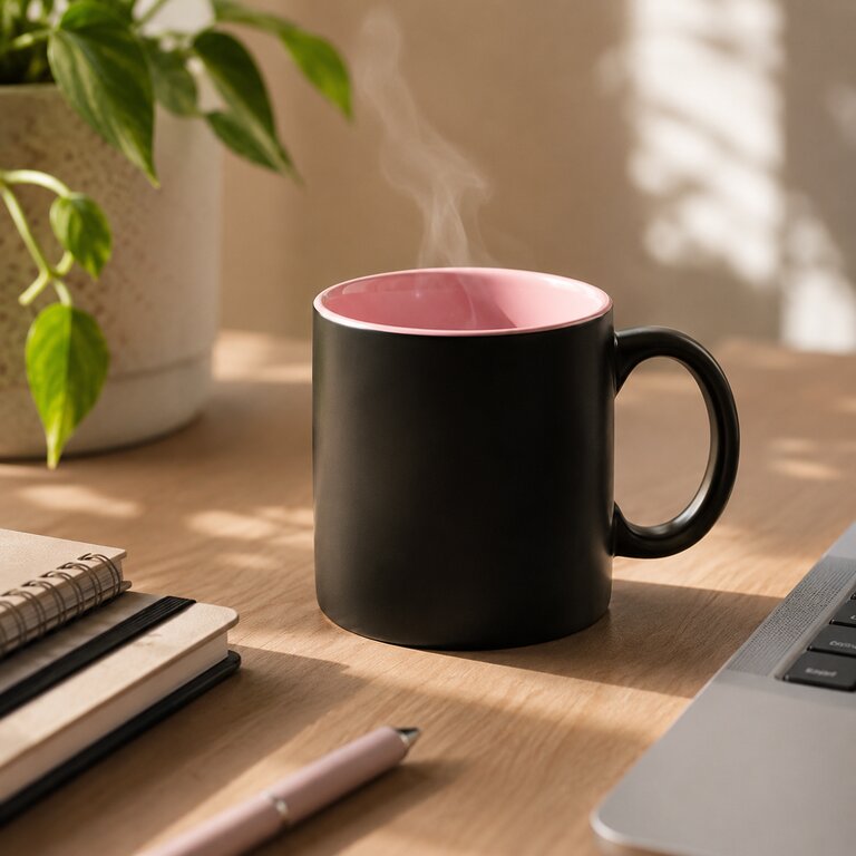 Mug personnalisé noir avec intérieur couleur céramique 350mL - Bafy | pandacola - 1