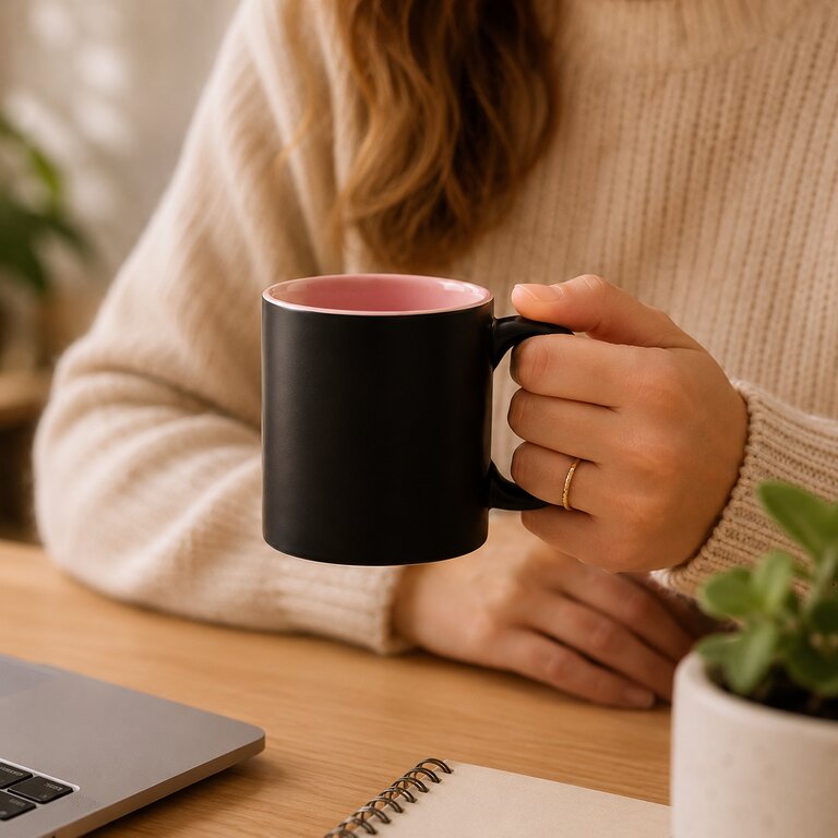 Mug personnalisé noir avec intérieur couleur céramique 350mL - Bafy | pandacola - 2