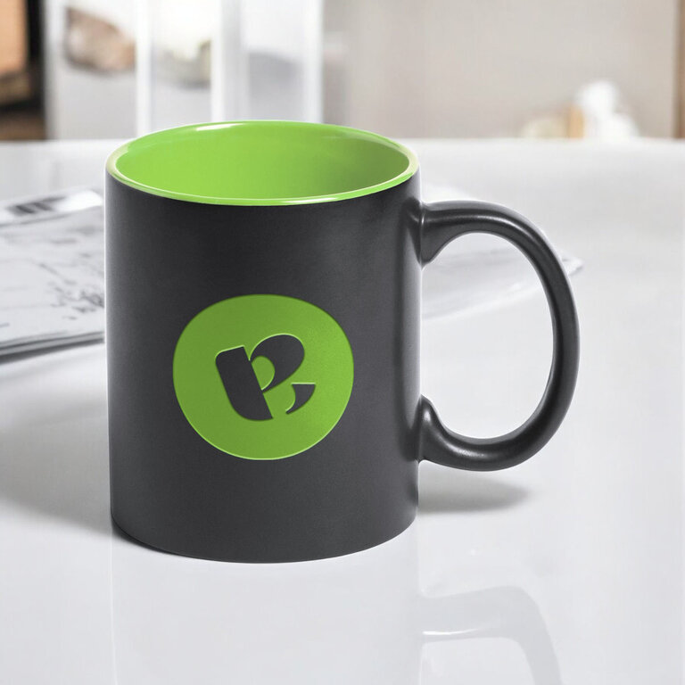 Mug noir personnalisable avec intérieur coloré en céramique 350 ml - Bafy | pandacolach