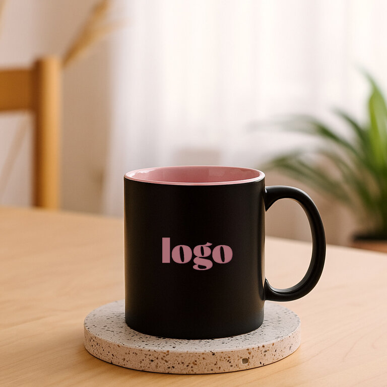 Mug noir personnalisable avec intérieur coloré en céramique 350 ml - Bafy | pandacola