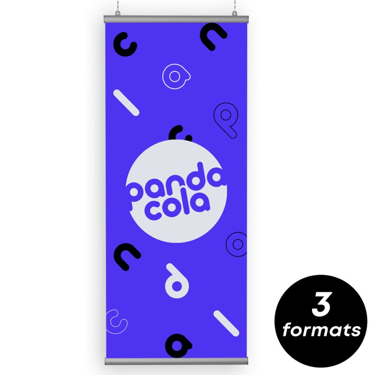 Kakemono publicitaire suspendu PVC 510 gr/m² recto quadri différentes tailles - Juru | pandacolach