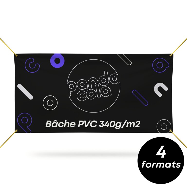 Banderole personnalisée en PVC 340 gr/m² avec quadrichromie recto différents formats - Samara rectangle | pandacola