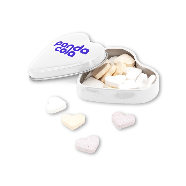 Boîte coeur personnalisée avec 24 gr de petits bonbons cœurs Made in Europe | pandacola