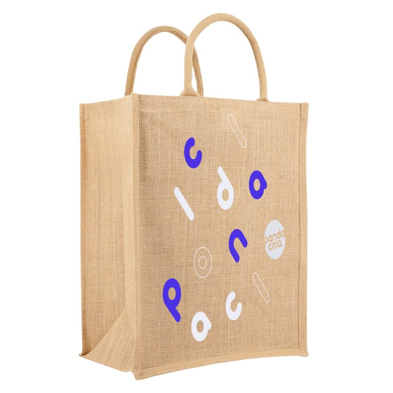 Sac shopping en jute personnalisé 34x43x20 cm 240 gr/m² | pandacola