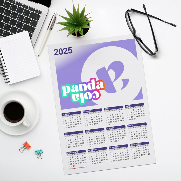Calendrier publicitaire 2025 recto 12 mois différents formats - Holmes | pandacolach