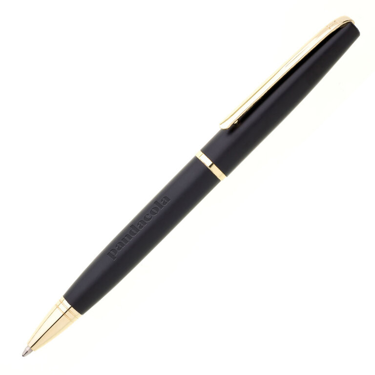 Stylo personnalisé en métal noir avec finition chromé  - Ginali Black | pandacolach