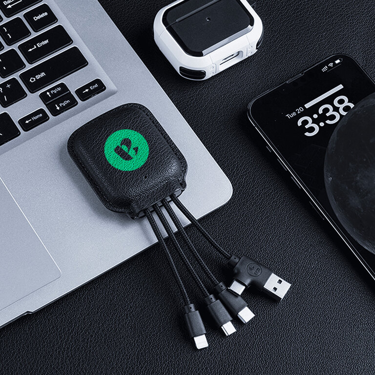 Octopus personnalisable multi-câbles et PowerBank 3000 mAh en matières recyclées - Iné gama | pandacolach