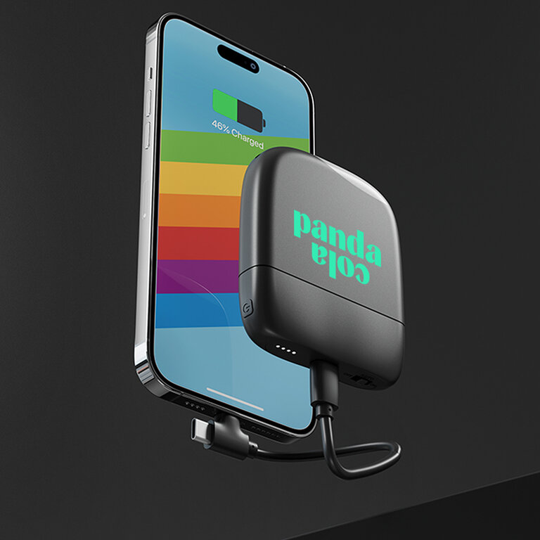 Batterie de charge personnalisée 5000 mAh avec lumière LED en plastique recyclé - Ice P | pandacolach