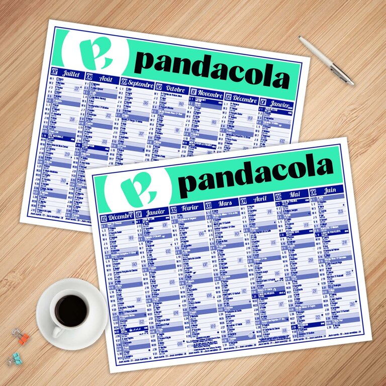 Calendrier bancaire personnalisable 2024/2025 semestriel multi-taille - Premium | pandacolach