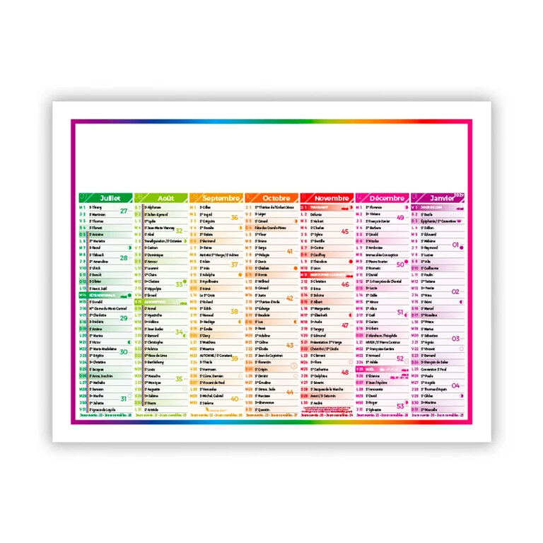 Calendrier bancaire cartonné 2024/2025 personnalisable multi-tailles semestriel - 4 saisons | pandacolach - 1