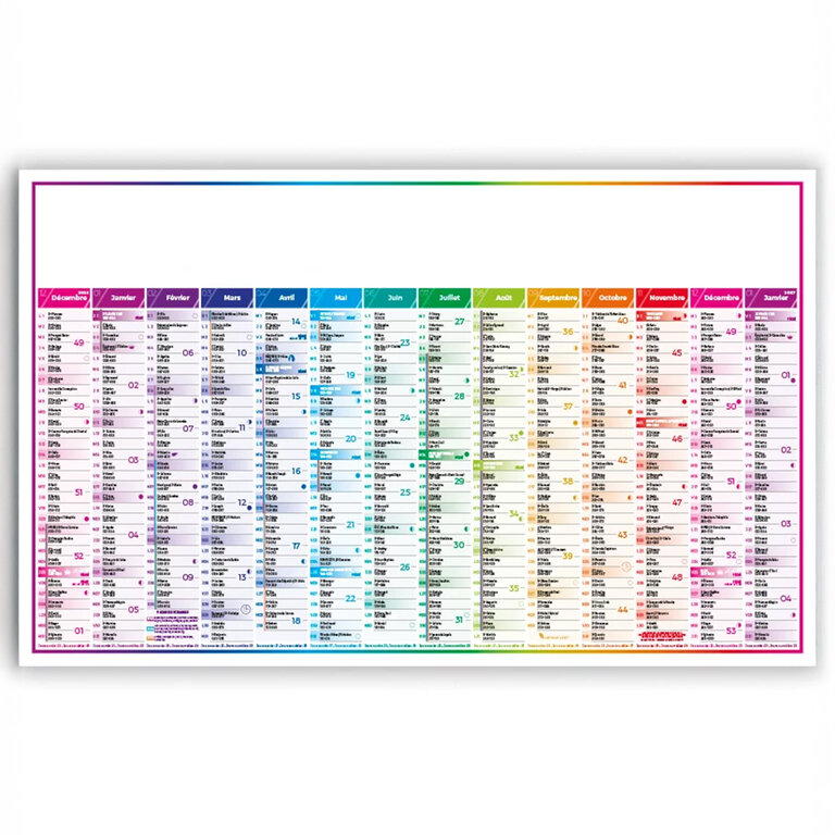 Calendrier bancaire 2025/2026 personnalisable annuel - 4 saisons | pandacola
