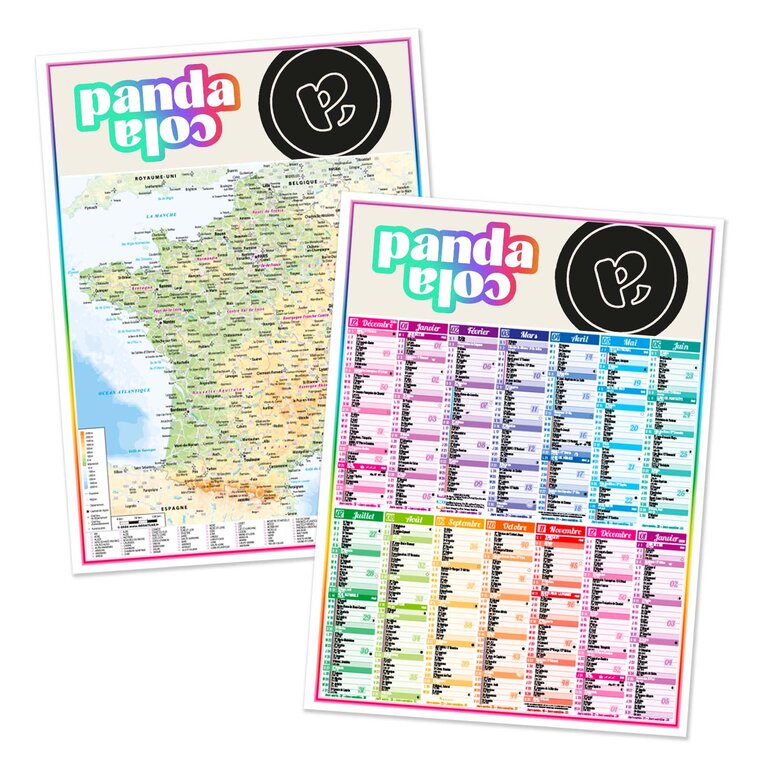 Calendrier bancaire vertical personnalisable 2024/2025 verso atlas France | 4 Saisons | pandacolach