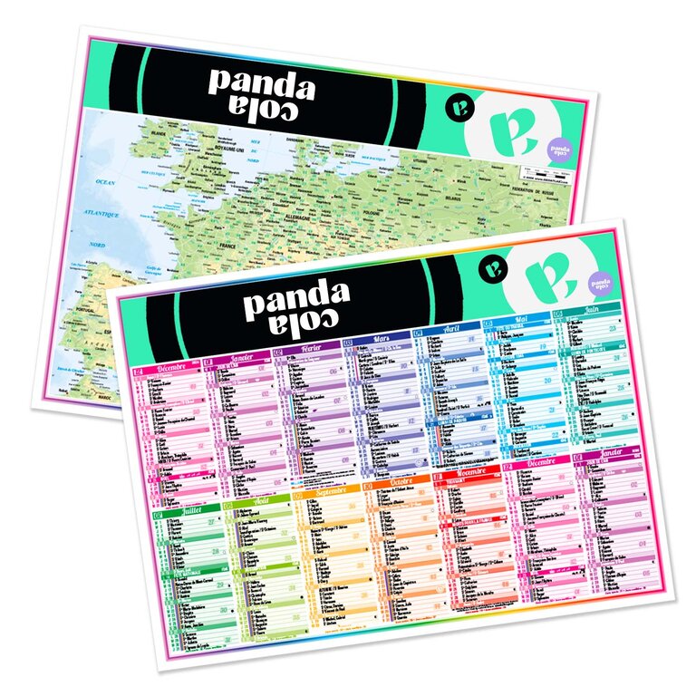 Calendrier bancaire horizontal personnalisable 2024/2025 verso atlas Europe | 4 Saisons | pandacola