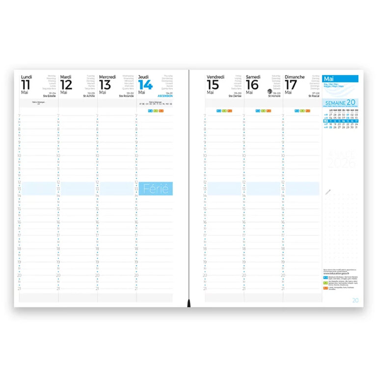 Agenda personnalisé 2025/2026 couverture souple doublée en Vivella - Faro | pandacola - 1