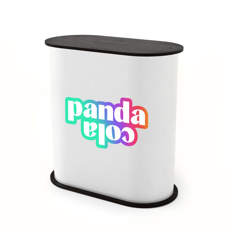 Comptoir d'accueil ovale personnalisable - 90x94x45cm - Imprimé en France | pandacolach