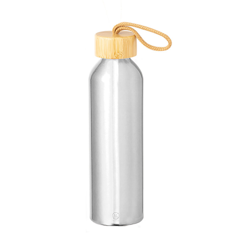 Bouteille personnalisable en aluminium recyclé avec bouchon en bambou 600 ml - Hasouaf | pandacola