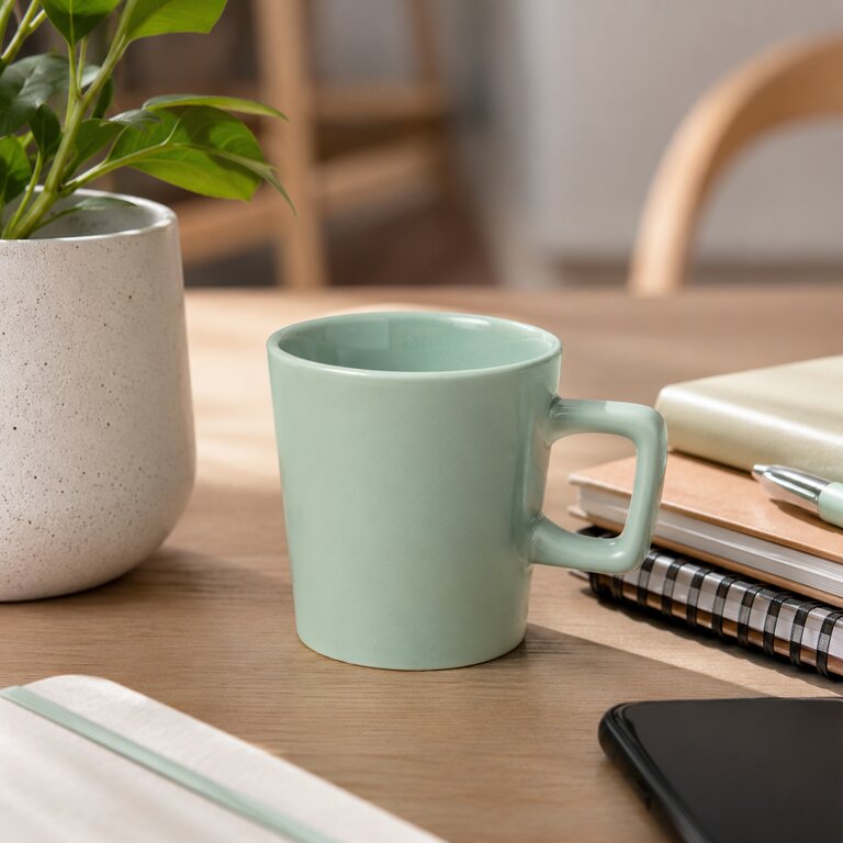 Mug personnalisé en céramique avec poignée carrée 300 ml - Potin | pandacola - 1