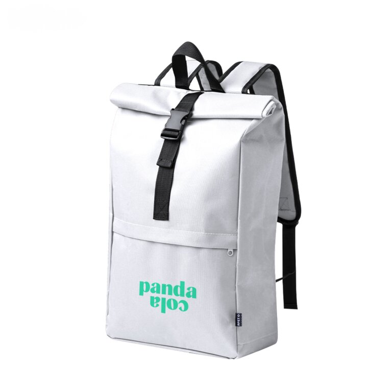 Sac à dos personnalisable en rPET avec rabat déroulable - Dallas | pandacolach