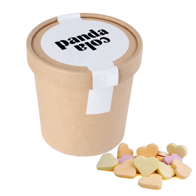 Pot en carton kraft personnalisable garni de bonbons  - Douti | pandacola