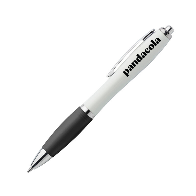 Stylo bille publicitaire corps blanc et grip couleur ABS recyclé - Nash White Recyclé | pandacolach