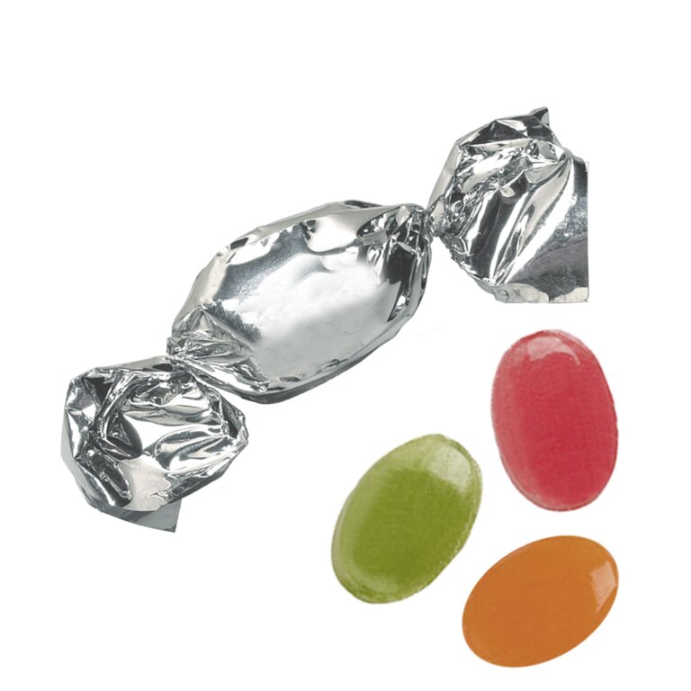 Bonbons publicitaire en papillote argentée 5g - Vendus au kilo | pandacolach