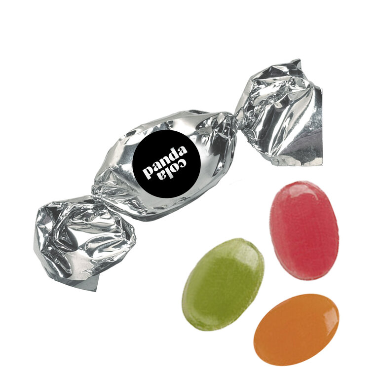 Bonbons publicitaire en papillote argentée 5g - Vendus au kilo | pandacolach