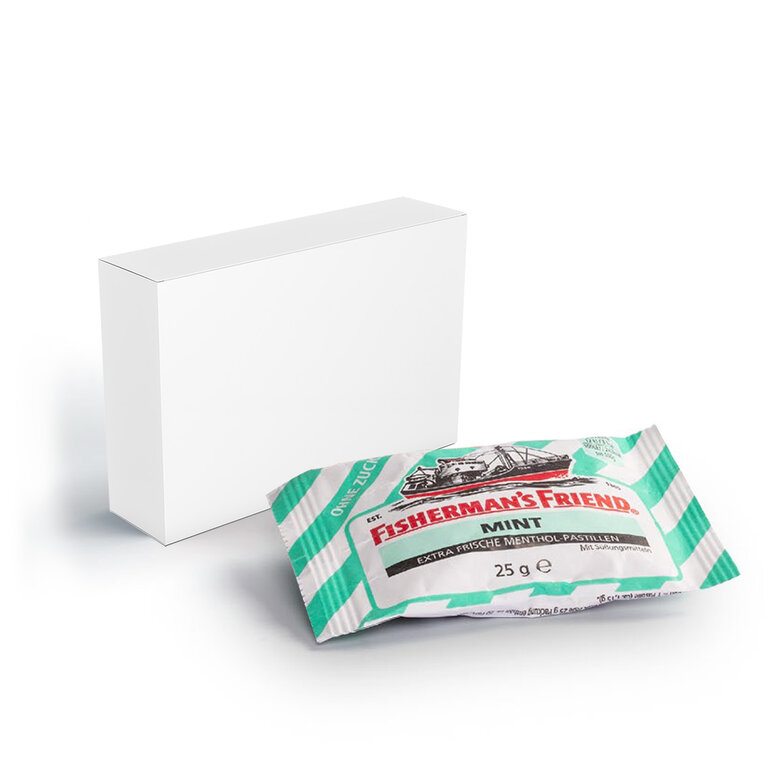 Sachet de Fisherman's Friend dans une boîte personnalisée - Mentas | pandacolach