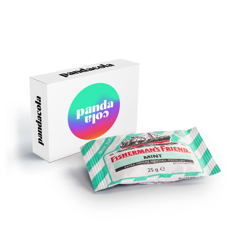 Sachet de Fisherman's Friend dans une boîte personnalisée - Mentas | pandacolach