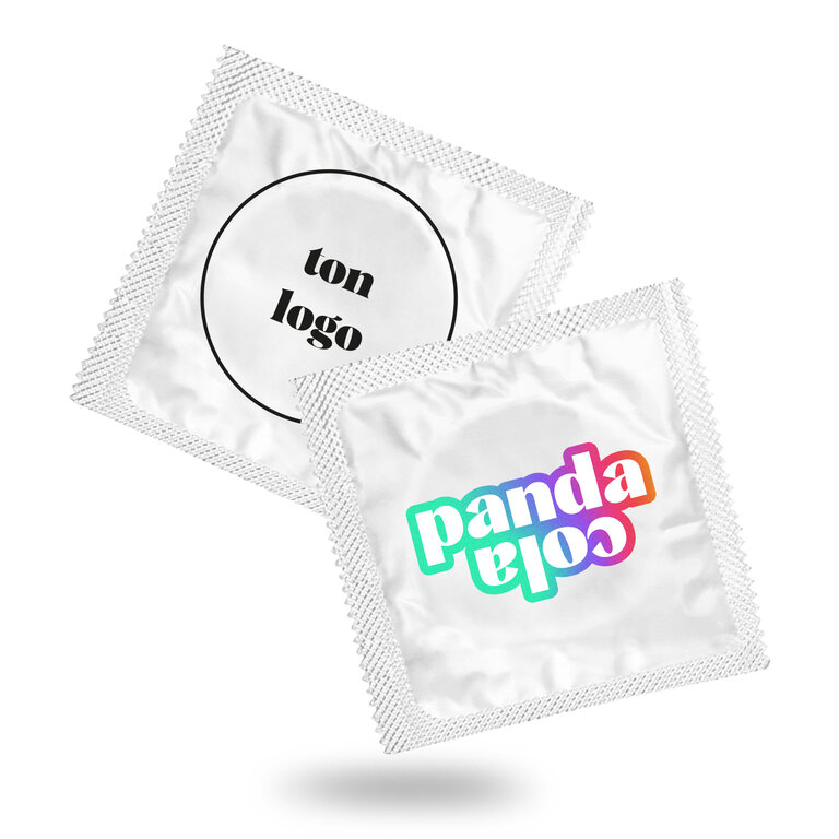 Deux préservatifs foil personnalisable avec pochette | pandacolach