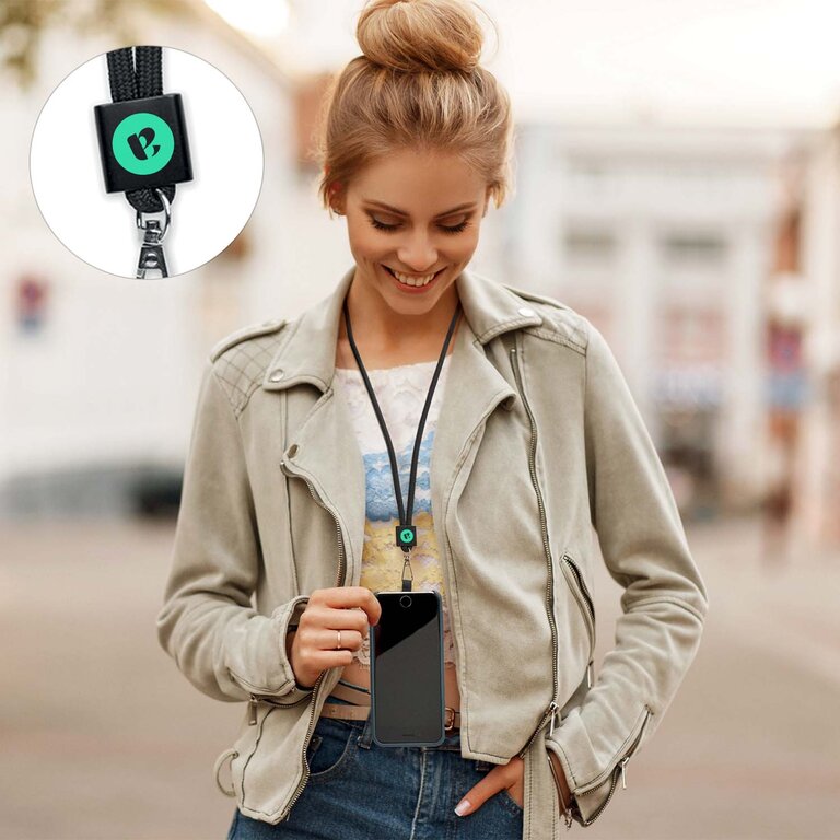 Tour de cou cordon personnalisé en rPET avec porte-téléphone - Hatention | pandacolach