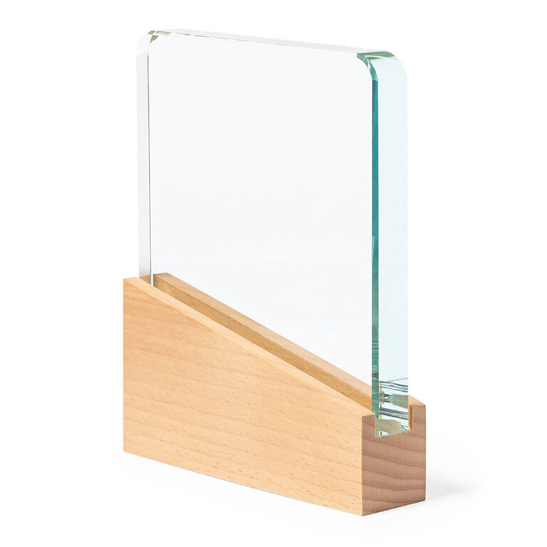 Trophée publicitaire en verre et bois - Kayne Rectangle | pandacola