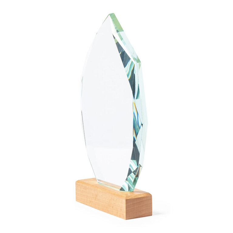 Trophée personnalisable en verre et bois - Kayne Flammo | pandacola