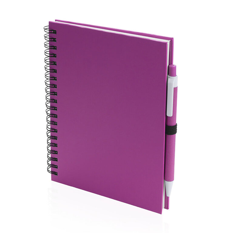 Carnet à spirales publicitaire A5 140 pages lignées avec stylo - Carlae | pandacolach