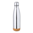 Bouteille publicitaire double paroi en acier inoxydable recyclé avec base en liège 500 ml - Lahti Recyclé | pandacolach - thumb - 1