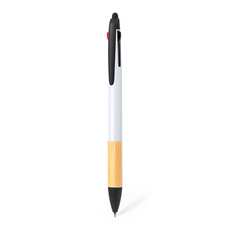 Stylo 3 couleurs personnalisable avec stylet - Mayoll Bambou | pandacola