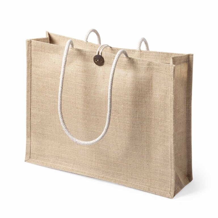 Sac en jute laminé personnalisable avec bouton 320 gr/m² - Laca | pandacolach